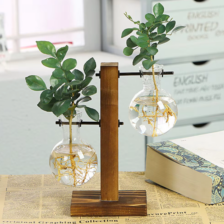 Triple Cradle sample with plants in vase
